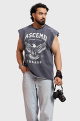 Ascend Washed Capsleeve Tank Dark Grey