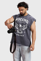 Ascend Washed Capsleeve Tank Dark Grey