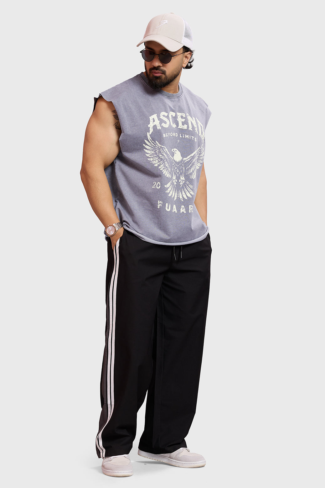 Ascend Washed Capsleeve Tank Light Grey