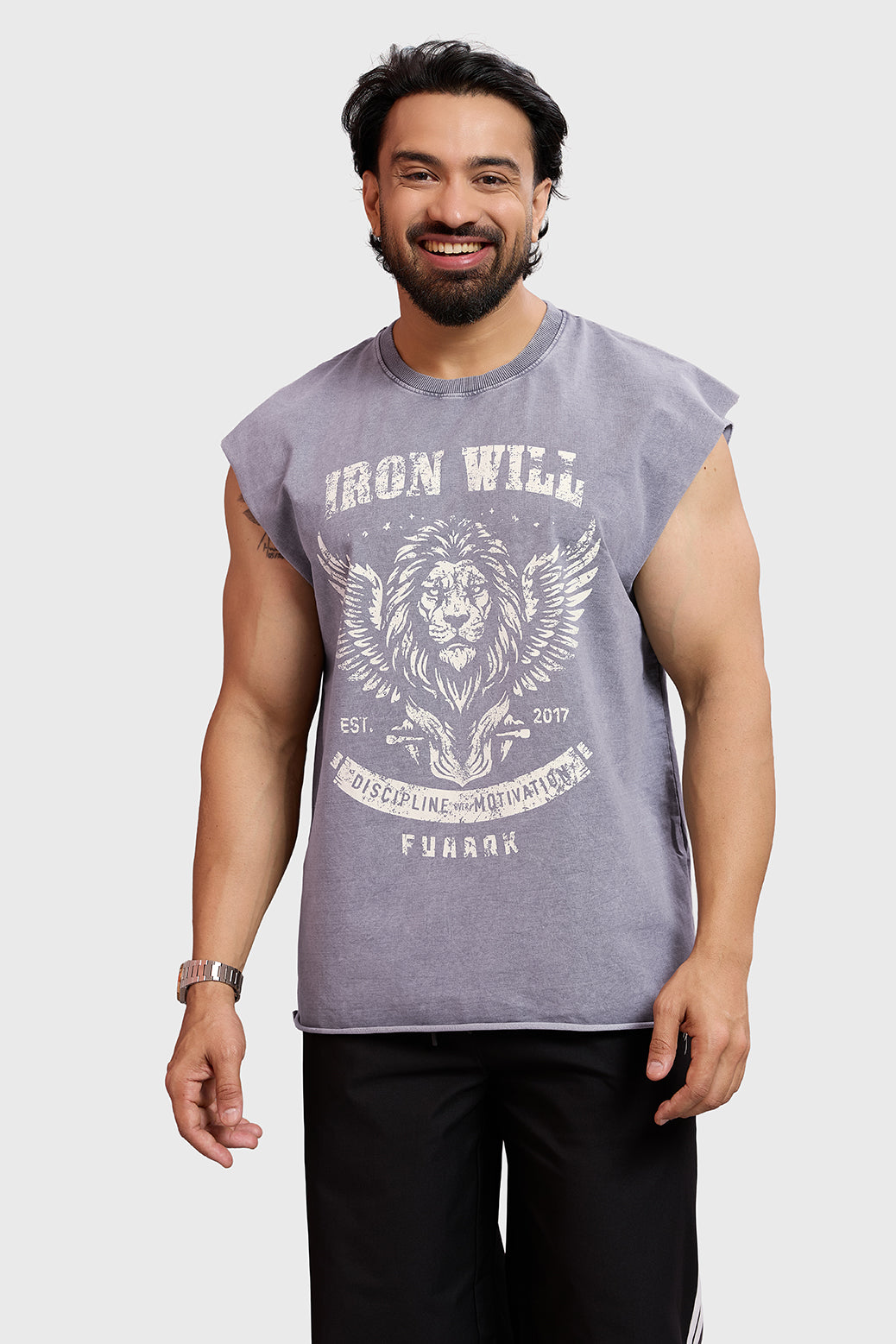 IronWill Washed Capsleeves Tank Light Grey