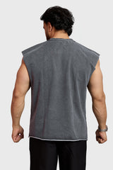 Push Harder Washed Capsleeves Tank Dark Grey