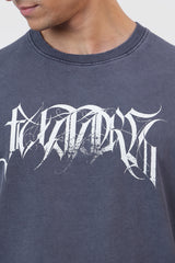 Skull Washed Oversized T-shirt Navy