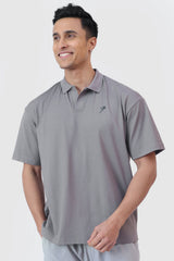 Noir Oversized Polo T-shirt Grey