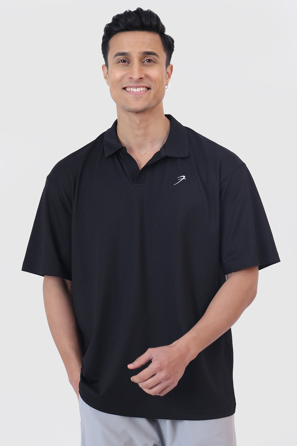 Noir Oversized Polo T-shirt Black