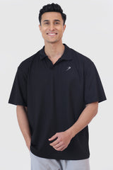 Noir Oversized Polo T-shirt Black