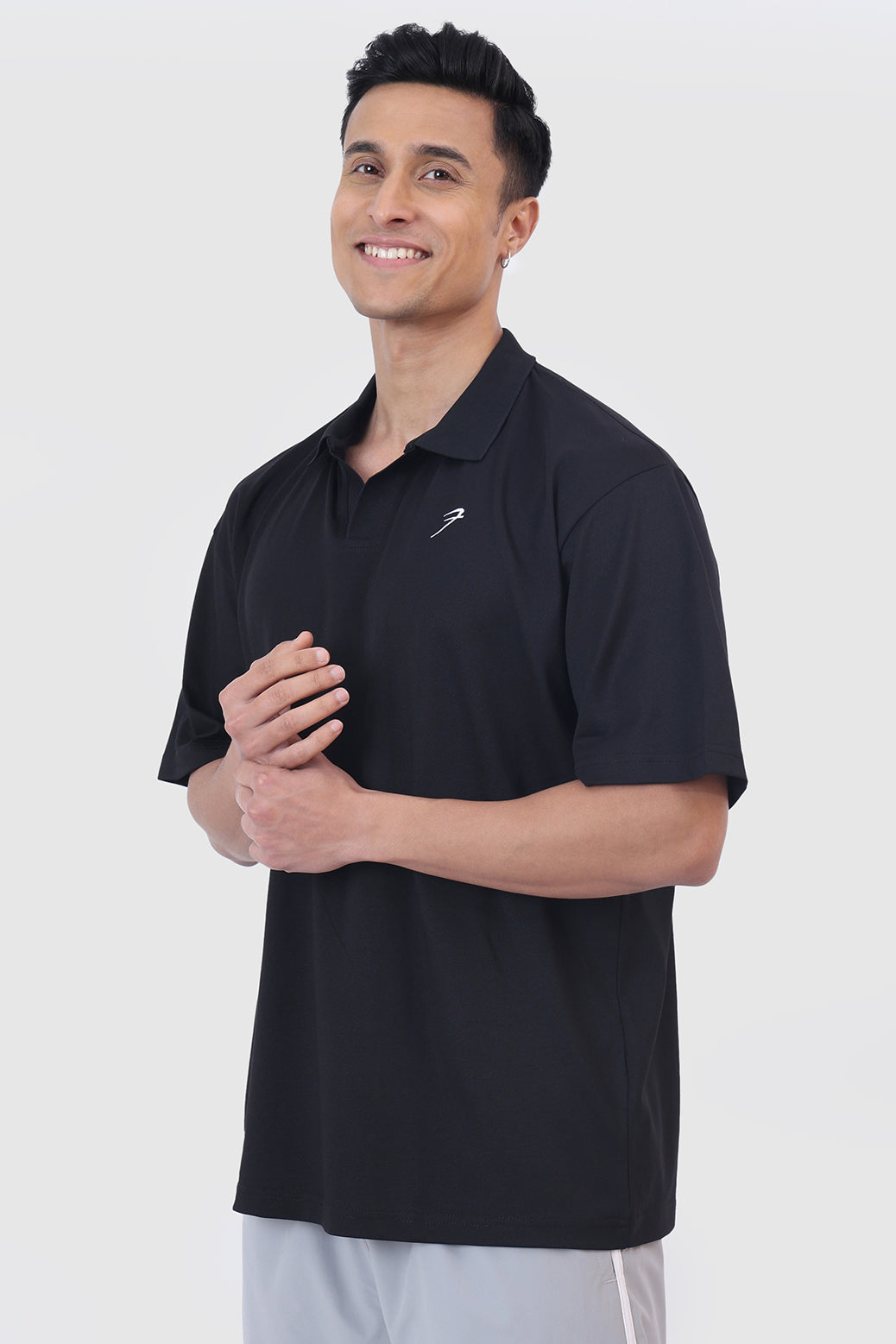 Noir Oversized Polo T-shirt Black