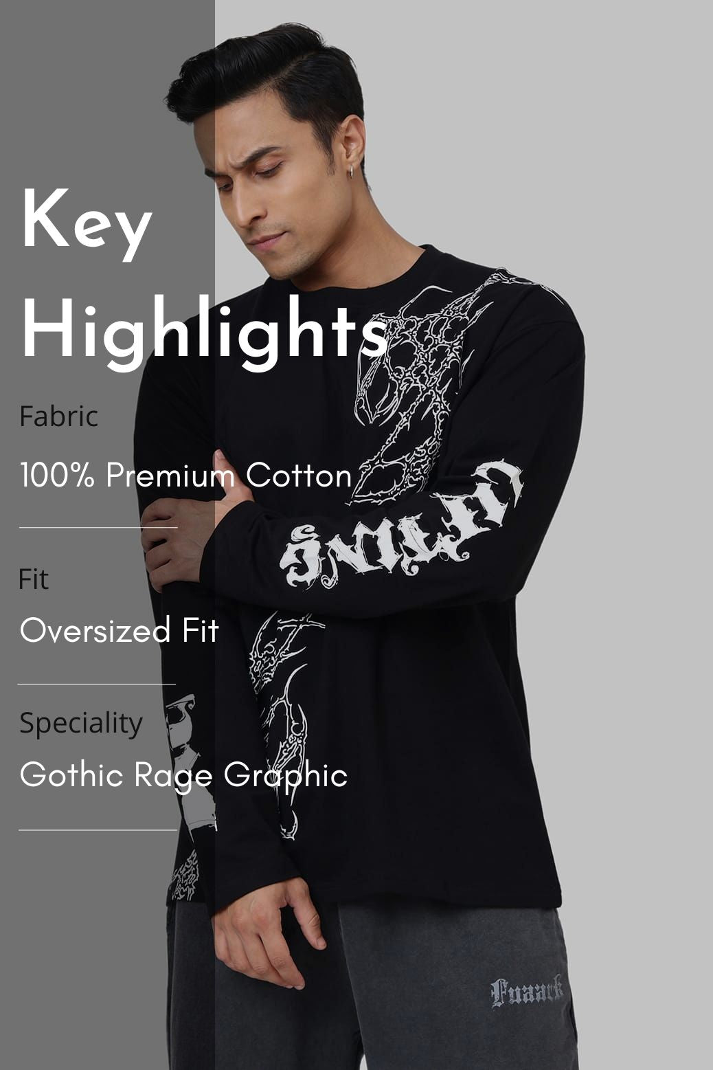 Die Lifting Fullsleeves T-shirt Black