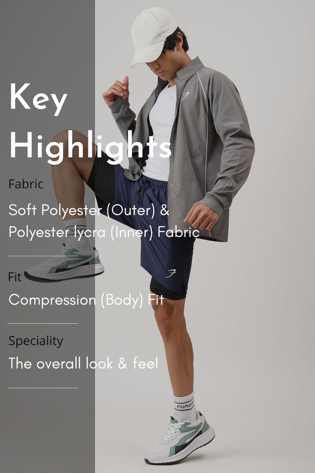 2 in 1 Compression Shorts Dark Navy