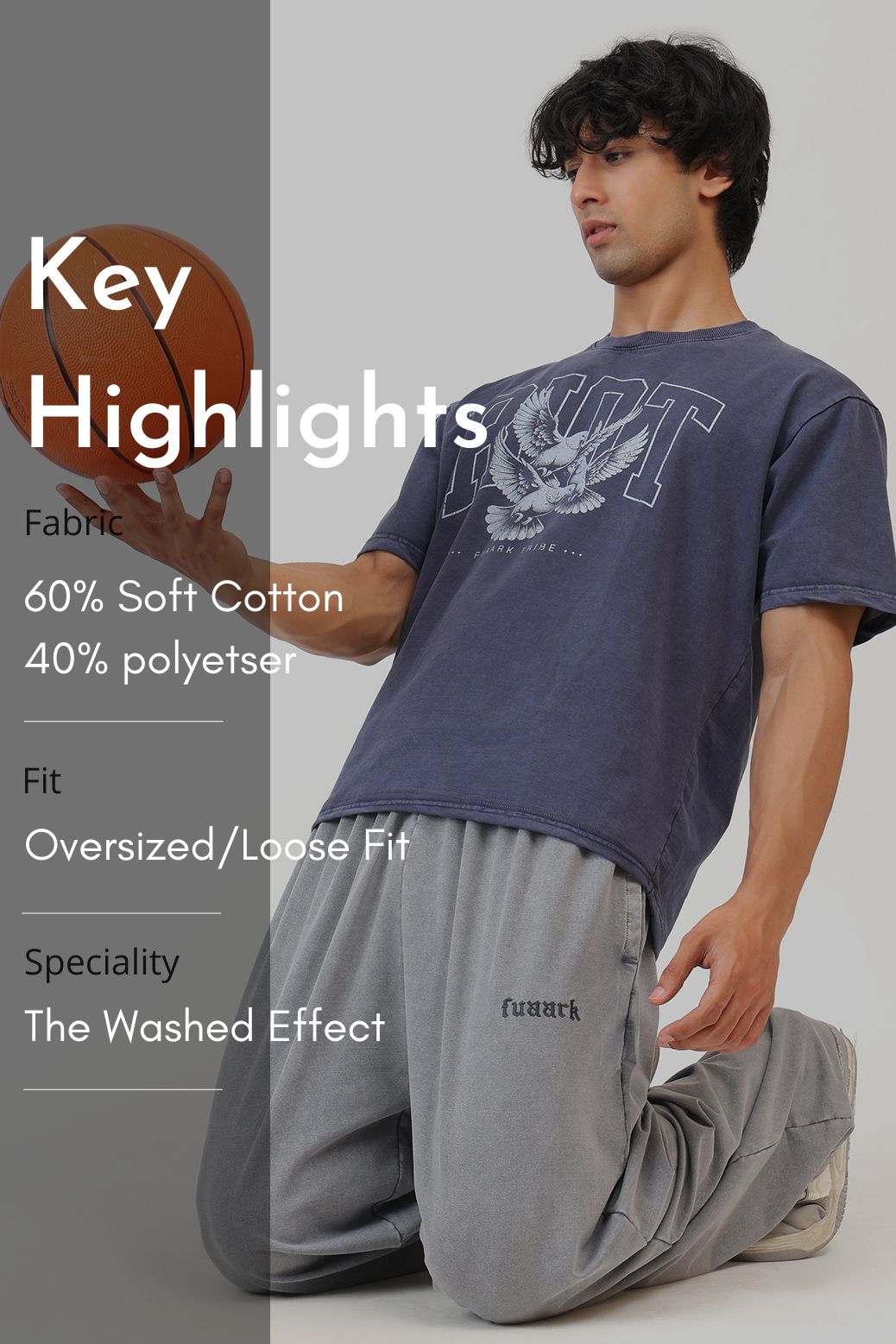 Shadow Washed Oversized T-shirt Navy