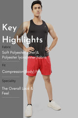 2 in 1 Compression Shorts Red