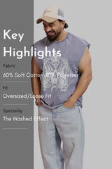 Restricted Washed Capsleeve tank Light Grey