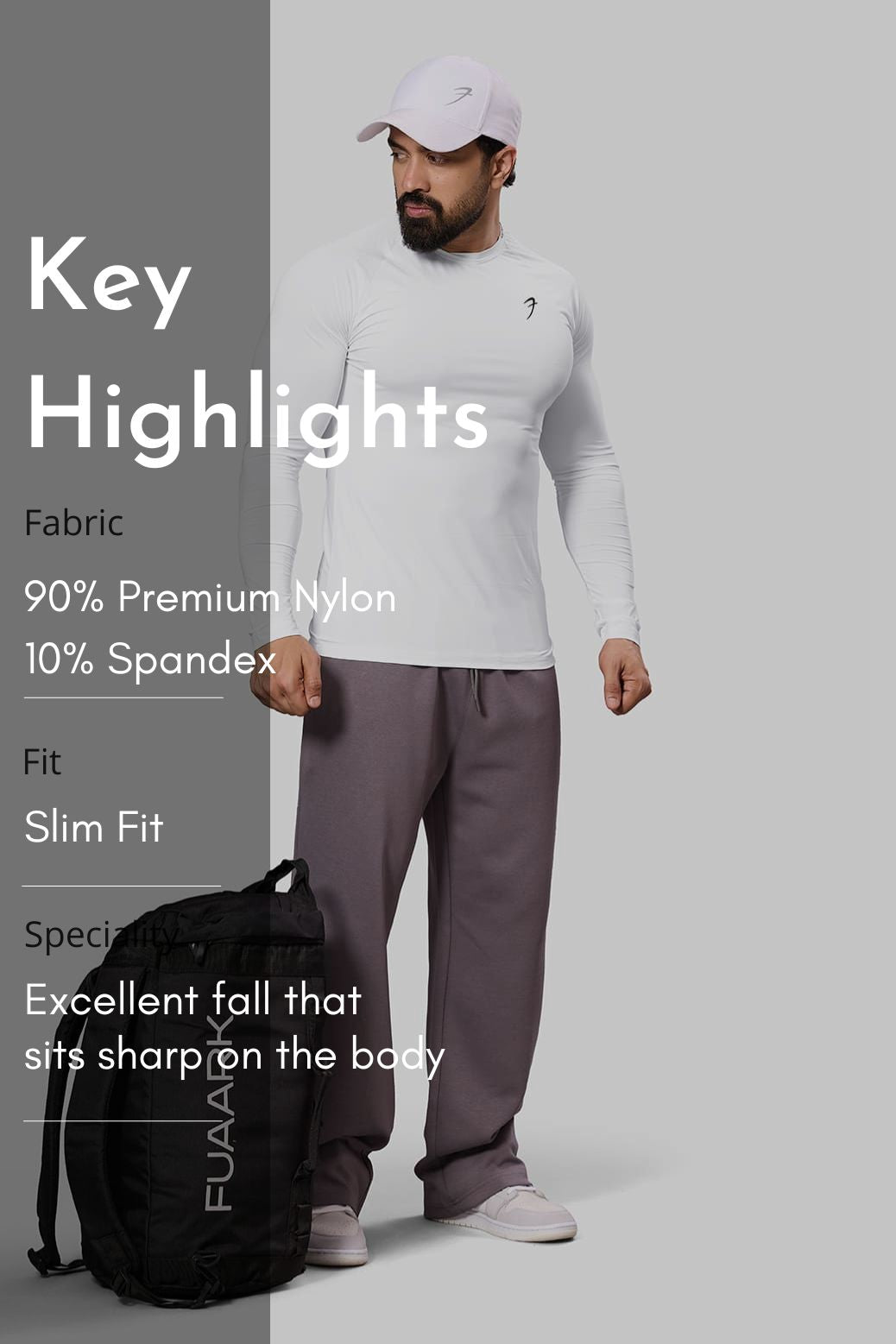 Bare Nylon Fullsleeves T-shirt White