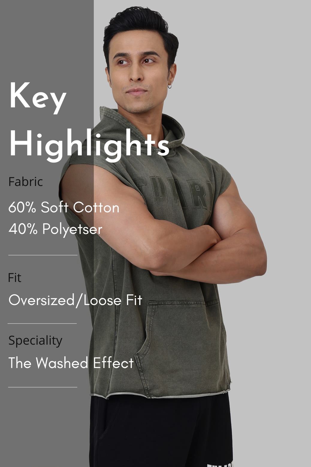 Shadow Washed Capsleeves Hoodie Olive