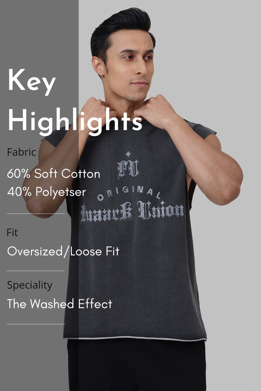 Shadow Washed Capsleeves Tank Dark Grey