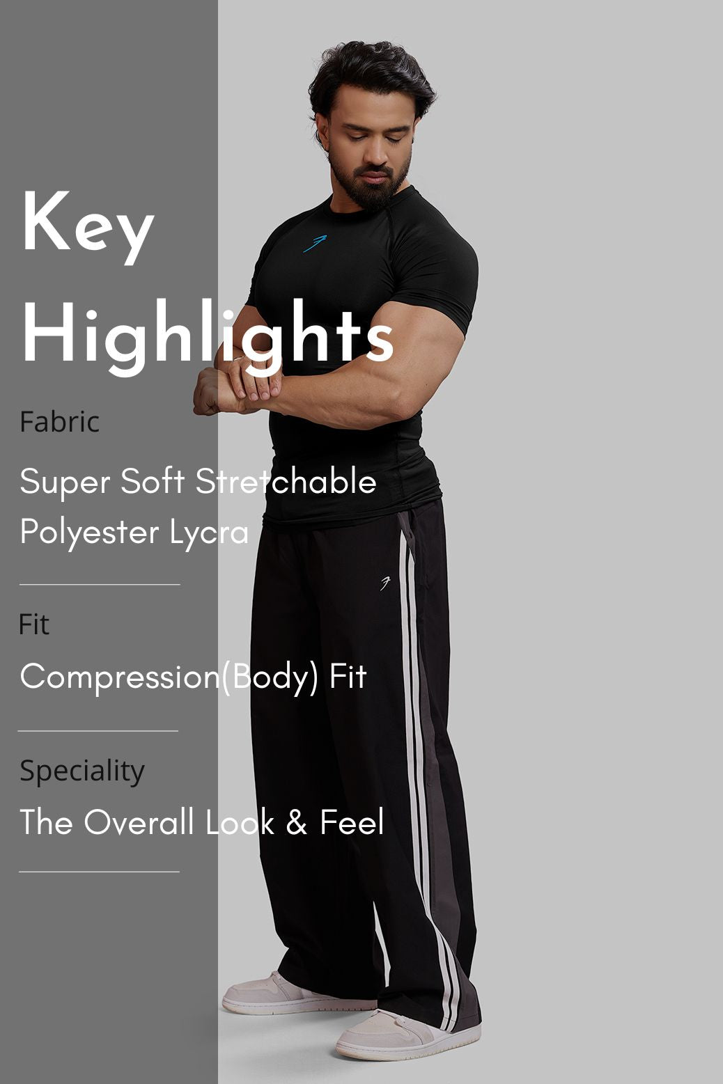 Compression T-shirt Black/ Blue Logo