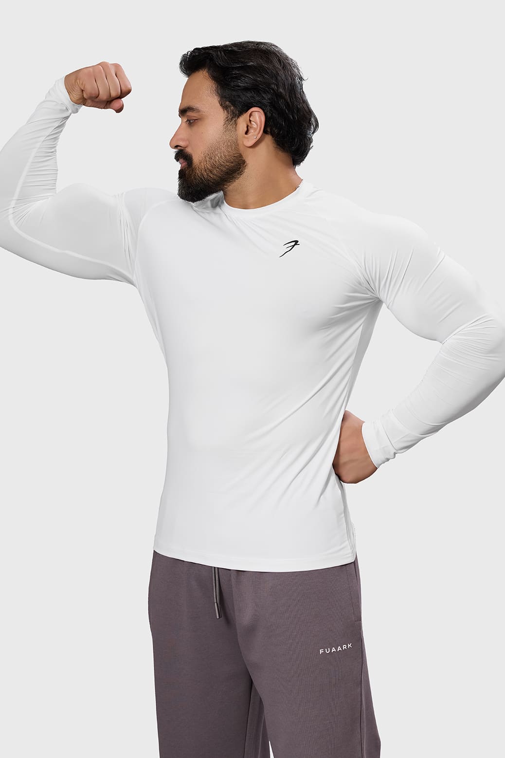 Bare Nylon Fullsleeves T-shirt White
