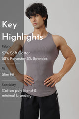 Essential Ribbed Tank Grey