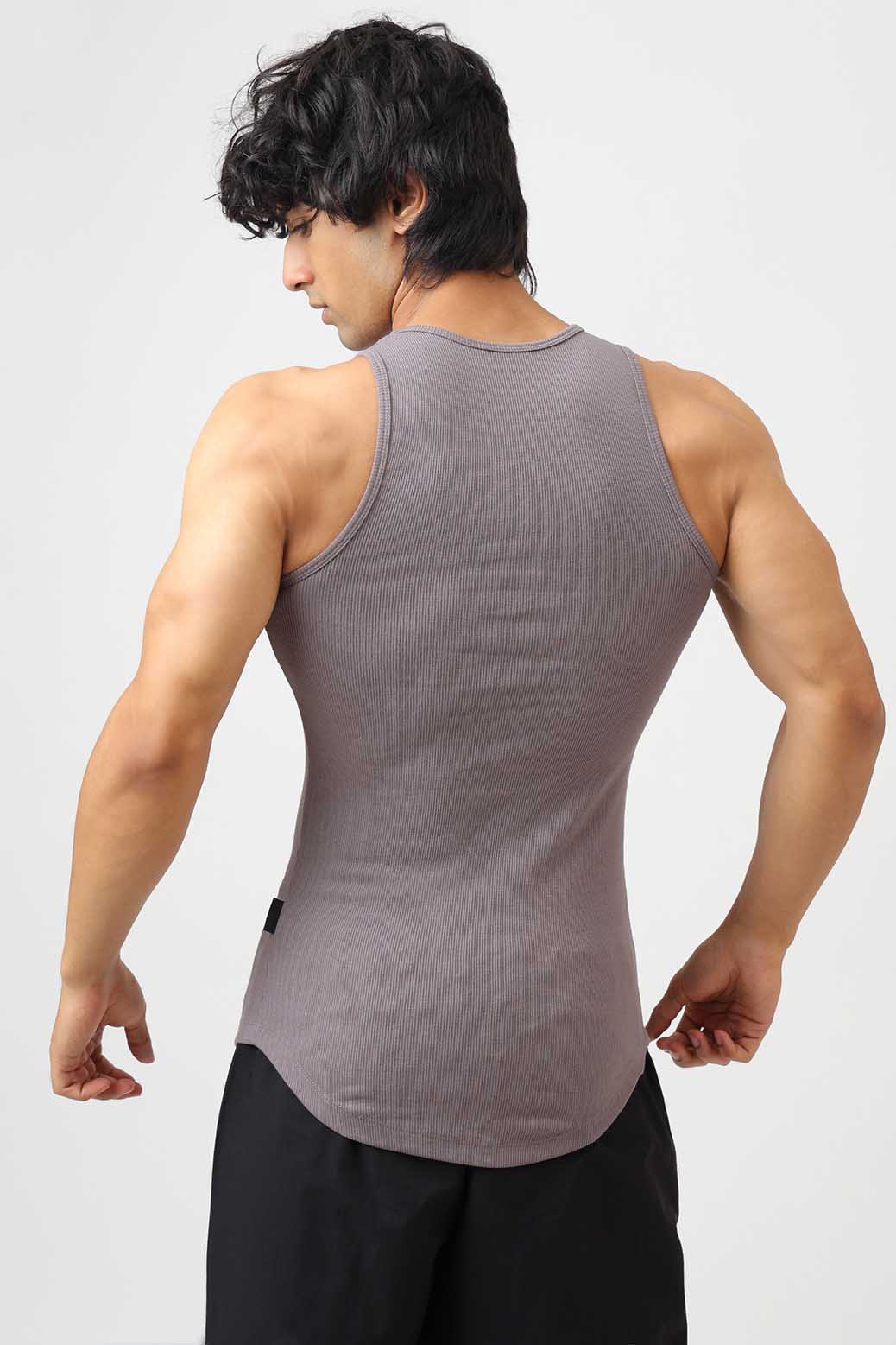 Essential Ribbed Tank Grey