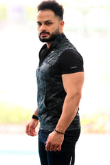 Camo Sleeveless Jacket Black