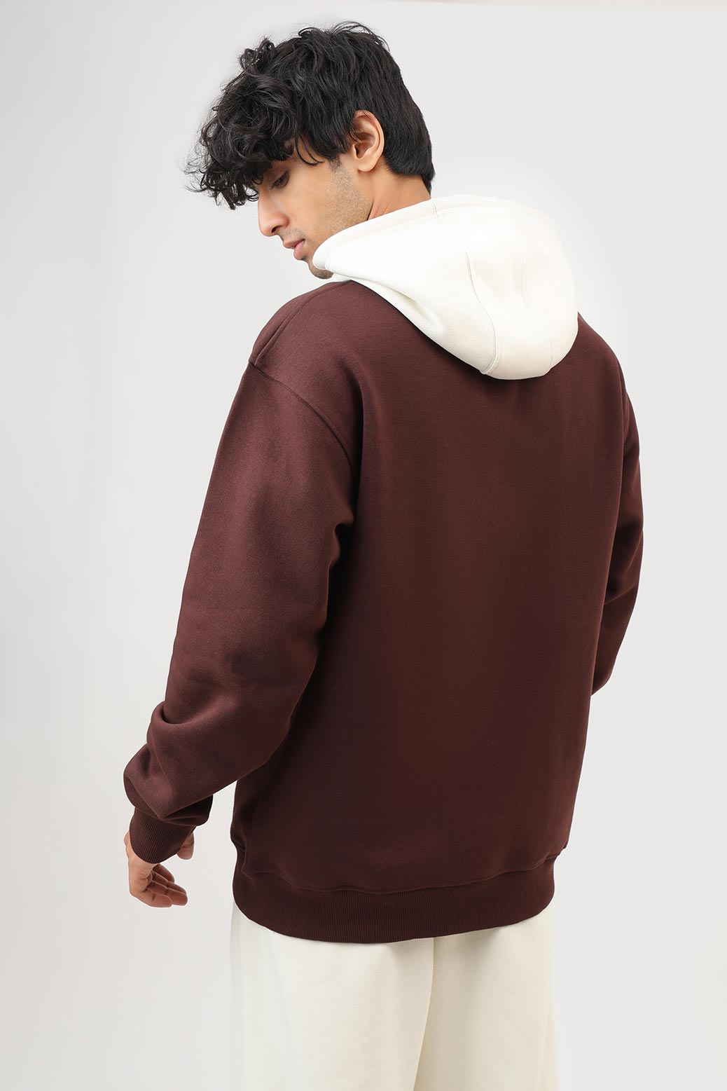 Heavyweight Oversized Hoodie Brown/White