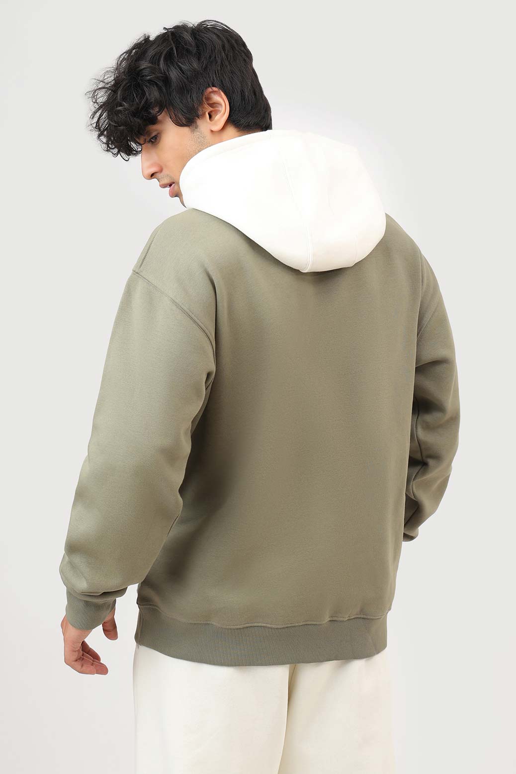 Heavyweight Oversized Hoodie Olive/White
