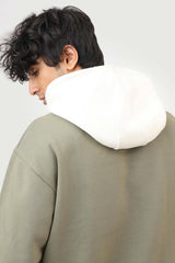 Heavyweight Oversized Hoodie Olive/White