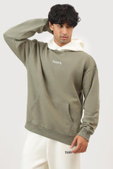 Heavyweight Oversized Hoodie Olive/White