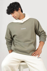 Heavyweight Oversized Hoodie Olive/White