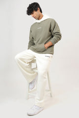 Heavyweight Oversized Hoodie Olive/White