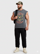 Push Harder Washed Capsleeves Tank Dark Grey