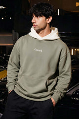 Heavyweight Oversized Hoodie Olive/White