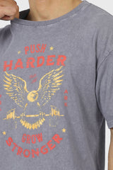 Push Harder Washed Oversized T-shirt Light Grey