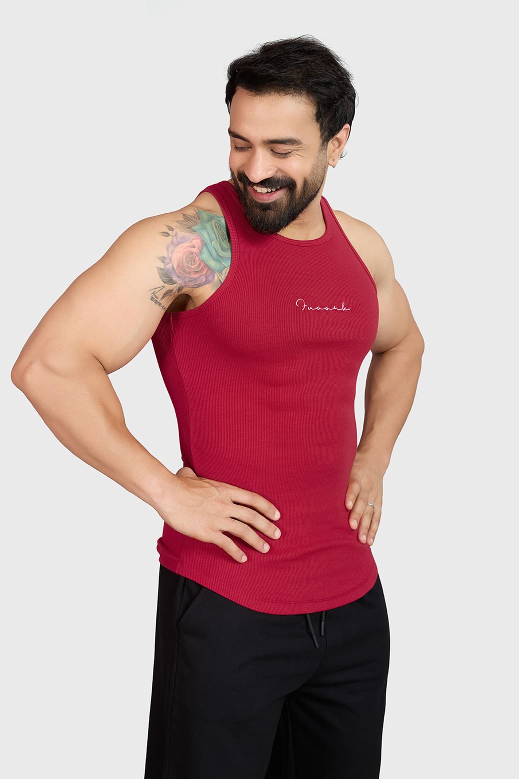 Ribbed Tank Red