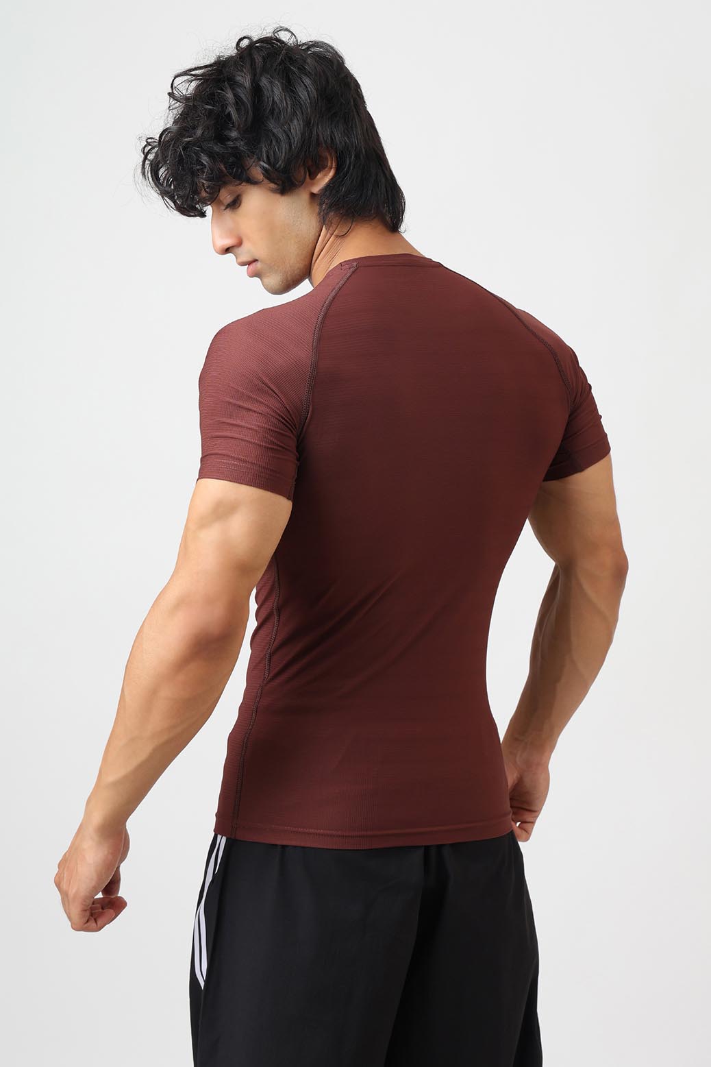 Structure Compression T-shirt Brown