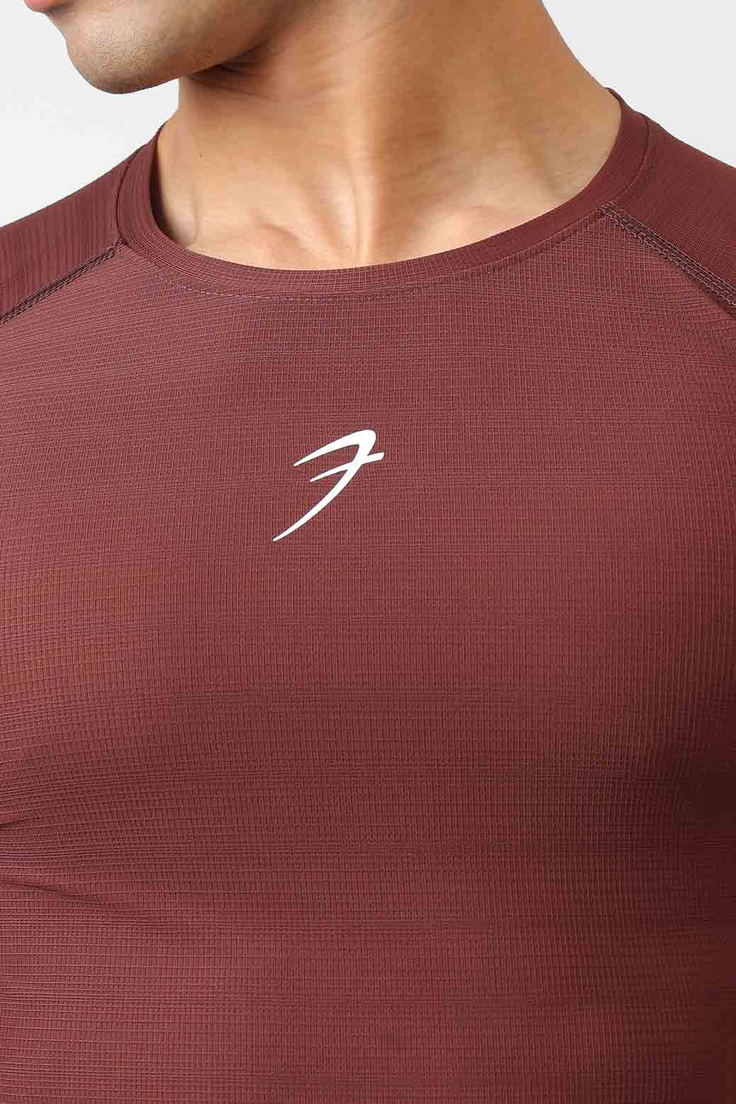 Structure Compression T-shirt Brown