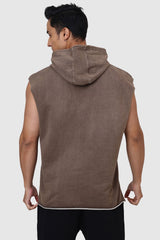 Shadow Washed Capsleeves Hoodie Brown