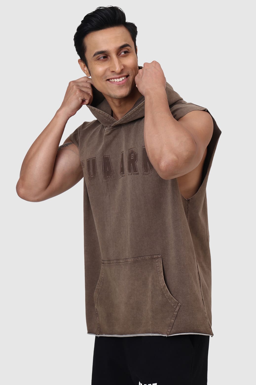Shadow Washed Capsleeves Hoodie Brown