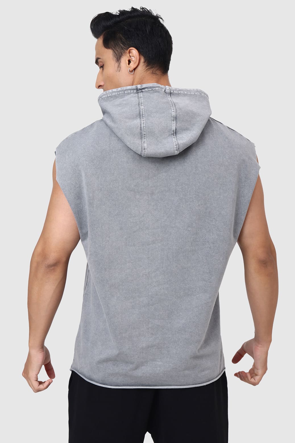 Shadow Washed Capsleeves Hoodie Light Grey