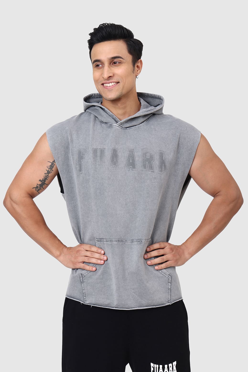 Shadow Washed Capsleeves Hoodie Light Grey