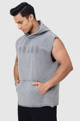 Shadow Washed Capsleeves Hoodie Light Grey