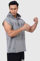 Shadow Washed Capsleeves Hoodie Light Grey