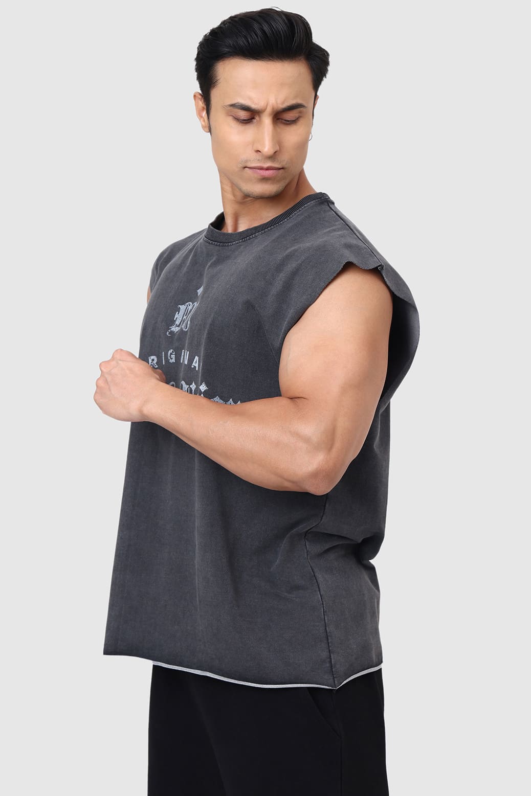 Shadow Washed Capsleeves Tank Dark Grey