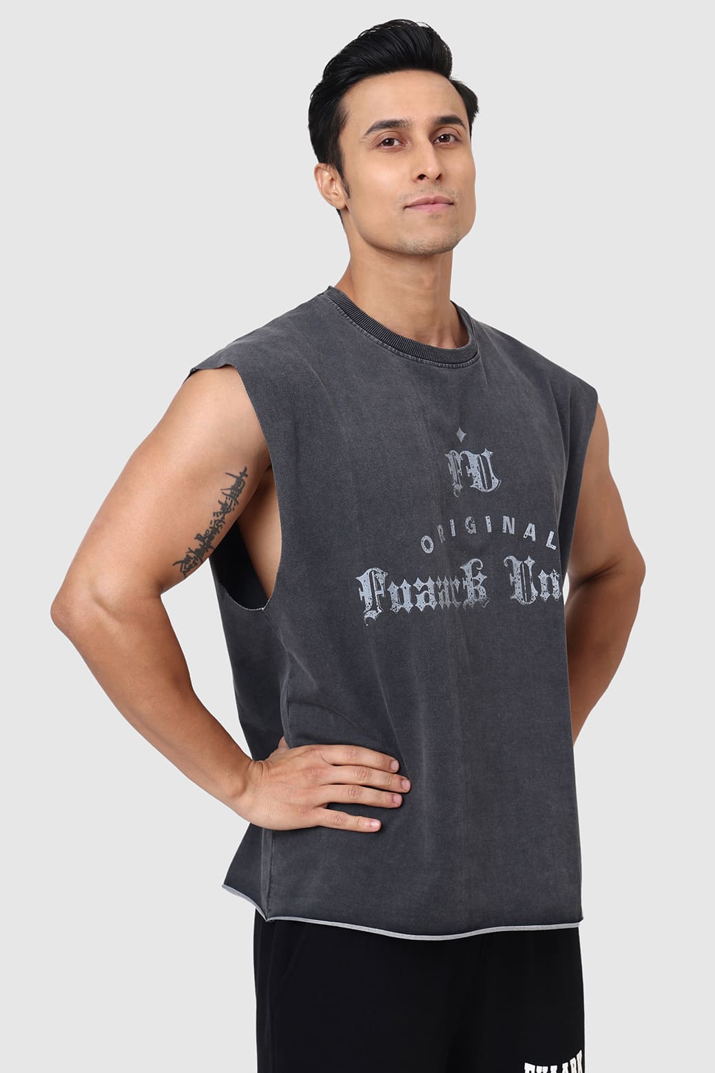 Shadow Washed Capsleeves Tank Dark Grey
