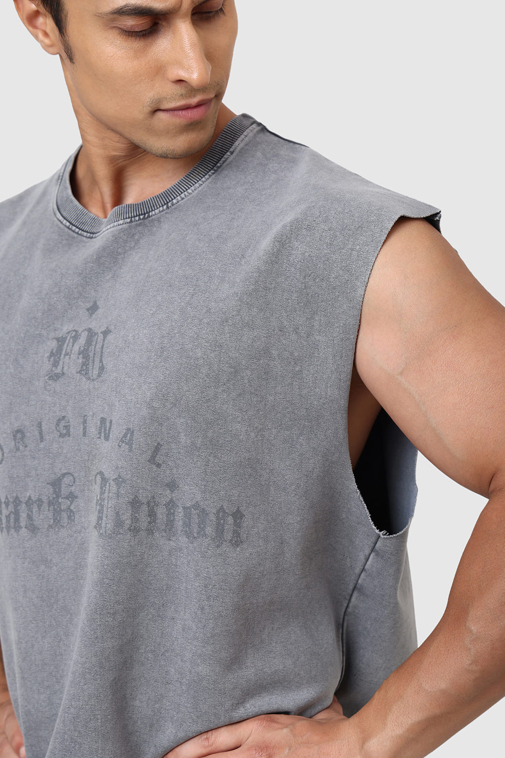 Shadow Washed Capsleeves Tank Light Grey