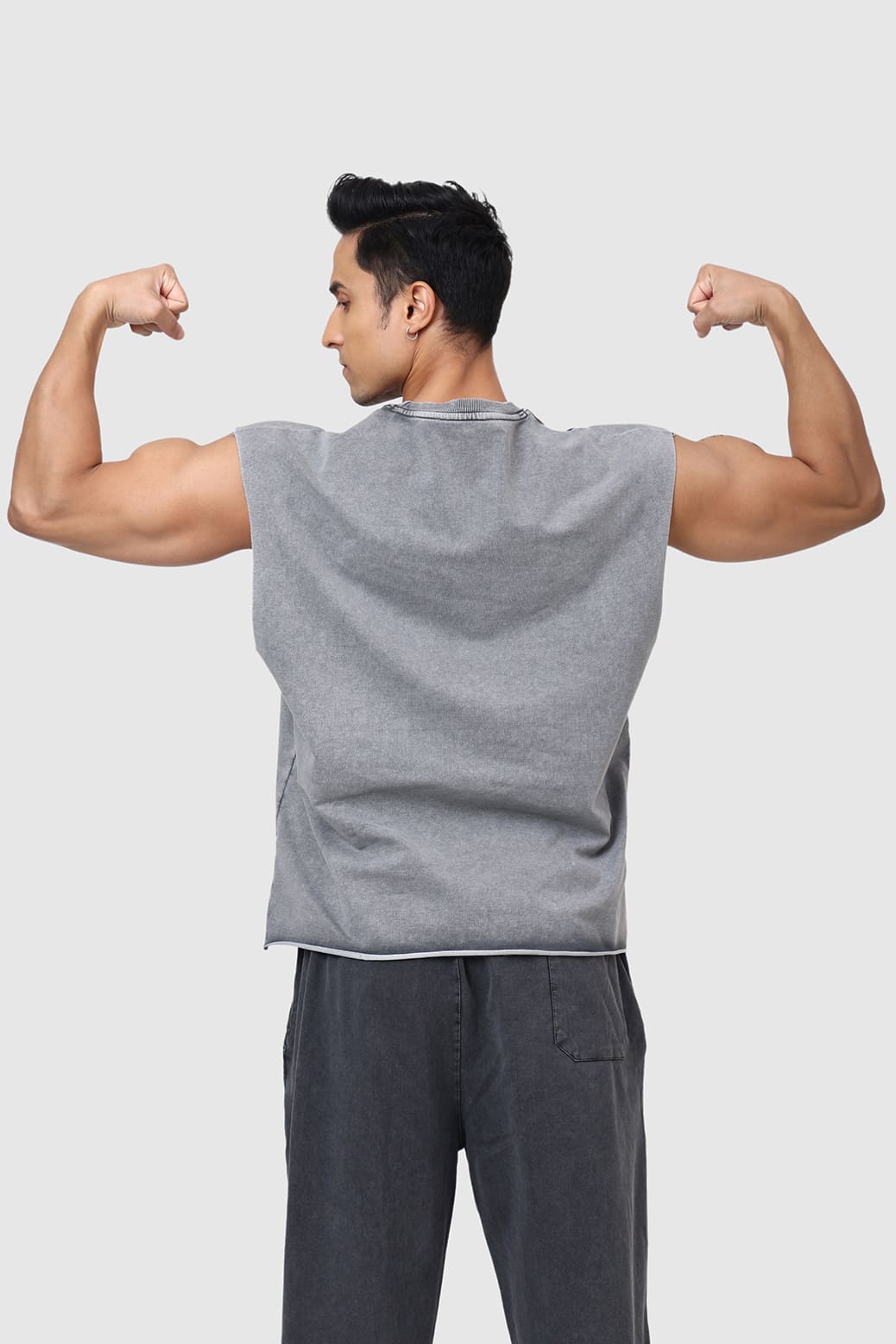 Shadow Washed Capsleeves Tank Light Grey