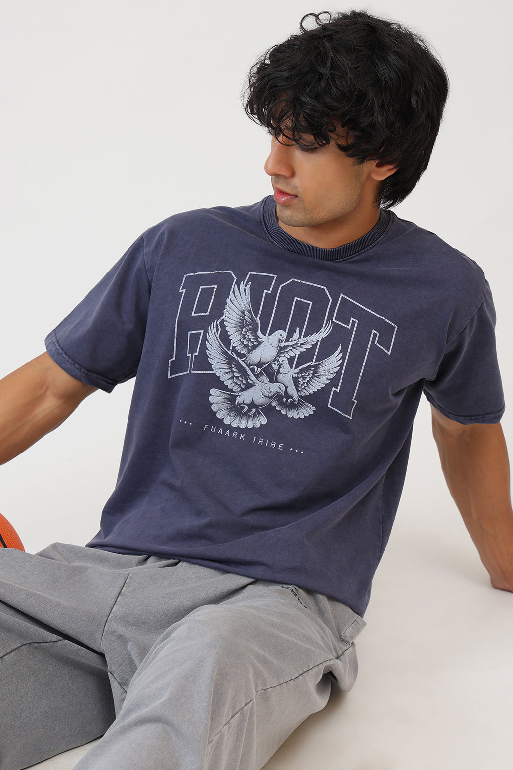 Shadow Washed Oversized T-shirt Navy