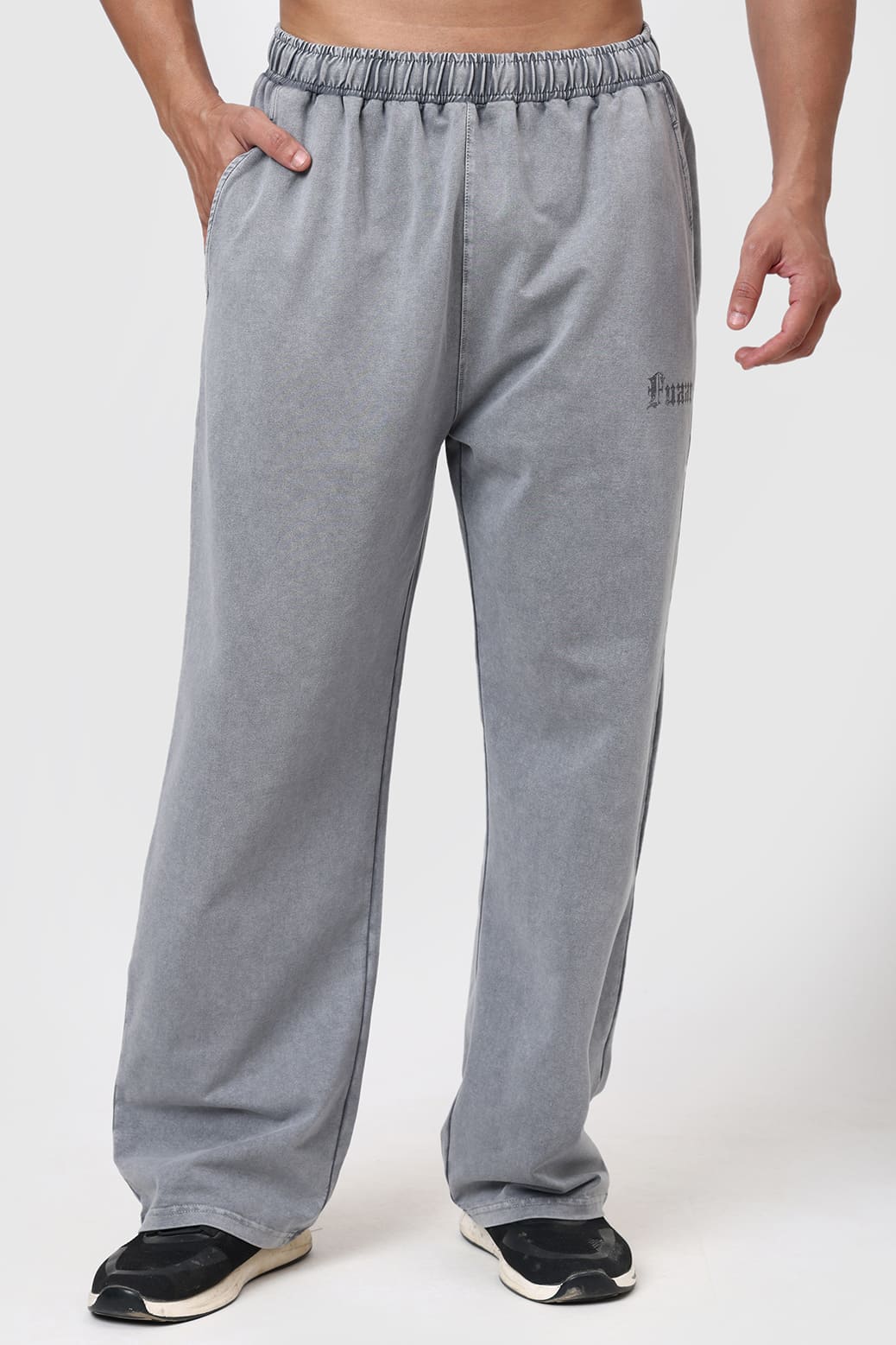 Shadow Washed Straight Tracks Light Grey