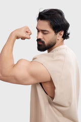 Shell Raw Capsleeves Tank Beige