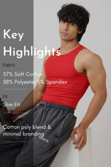 Essential Ribbed Tank Red
