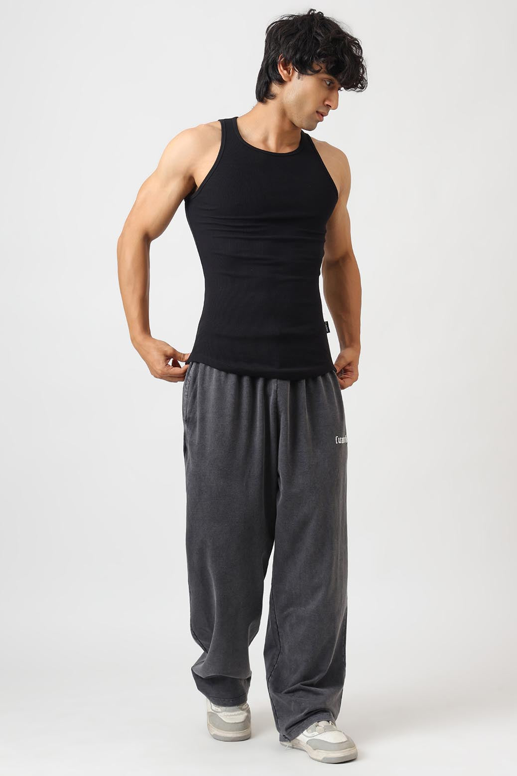 Essential Ribbed Tank Black